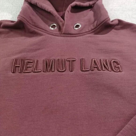 Helmut Lang Hoodie Womens Large Burgundy Heavyweight Embroidered Logo Casual - Picture 10 of 10